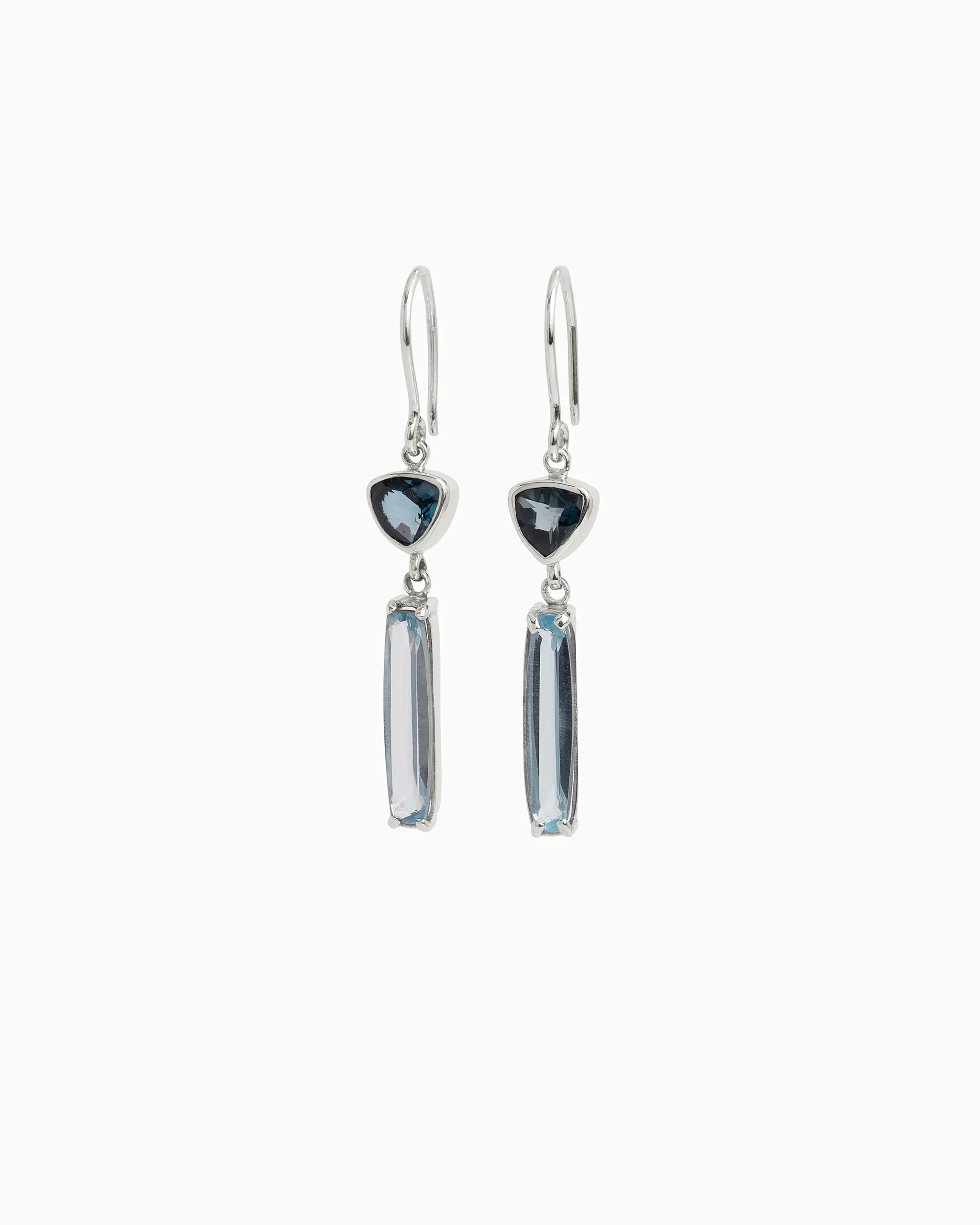 Ocean Water Drop Earrings - London Blue Topaz/Swiss Blue Topaz