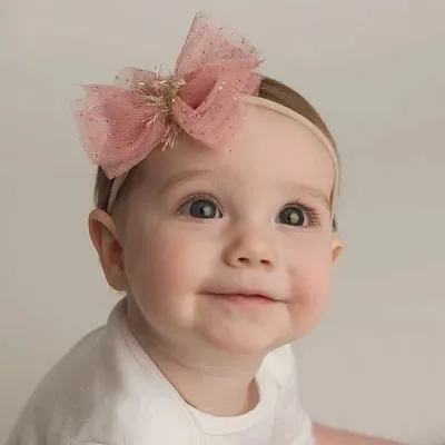 oh baby! Glinda Bow Nylon Headband - Blush