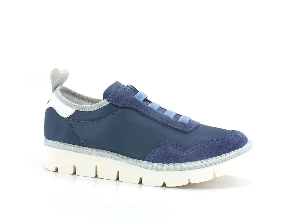 PAN CHIC Sneaker Slip On Suede Blu Denim P05W1601000018