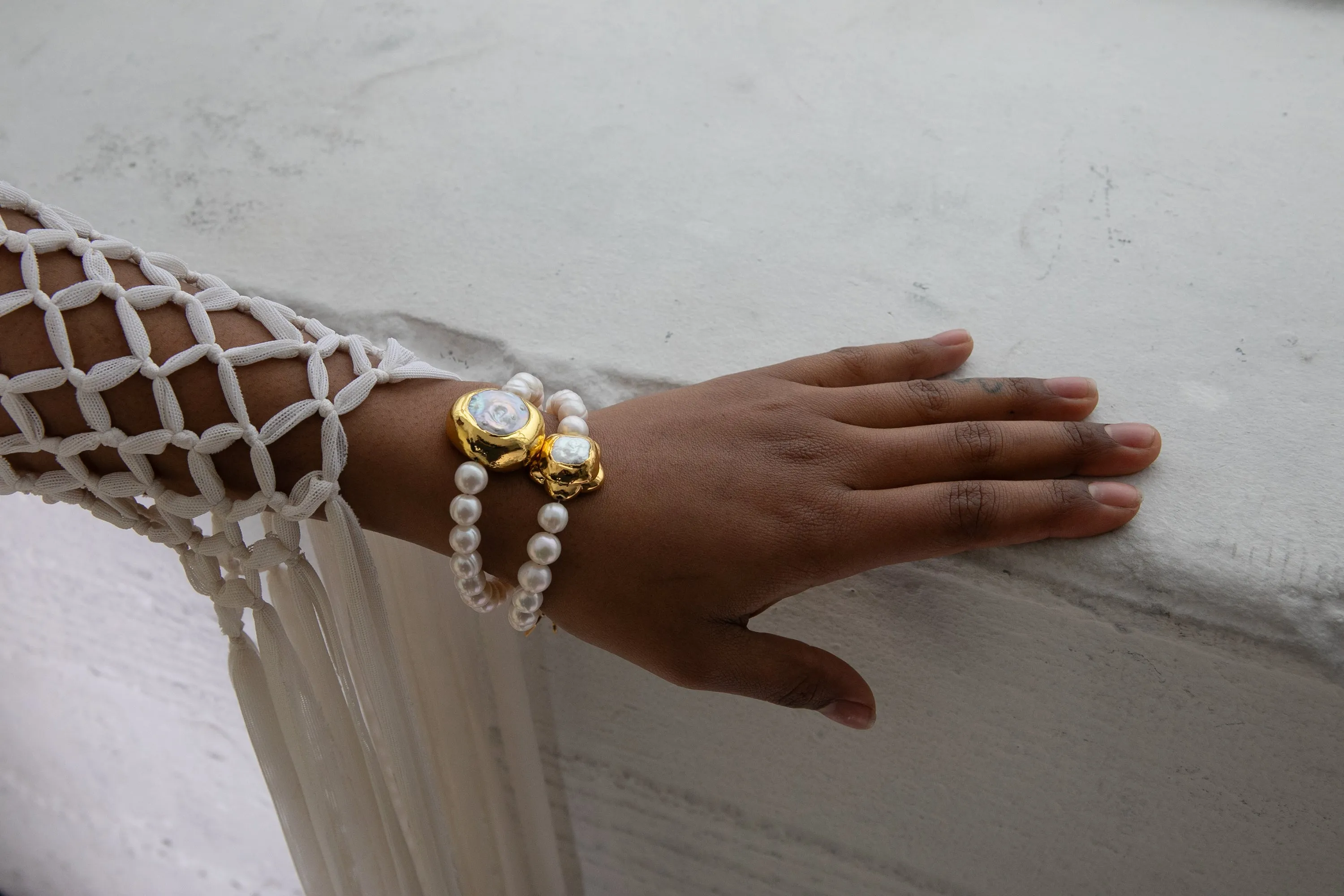 Pearl Flower Girl Bracelet