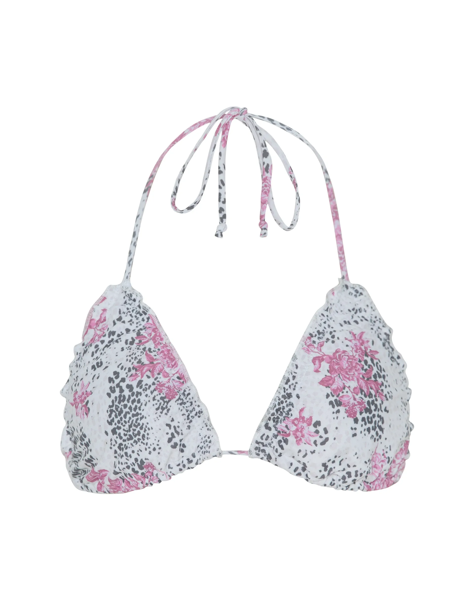 Prisha Bikini Top in White Jungle Flower Print