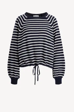 Pullover Antonia Drawstring in Blue Stripe