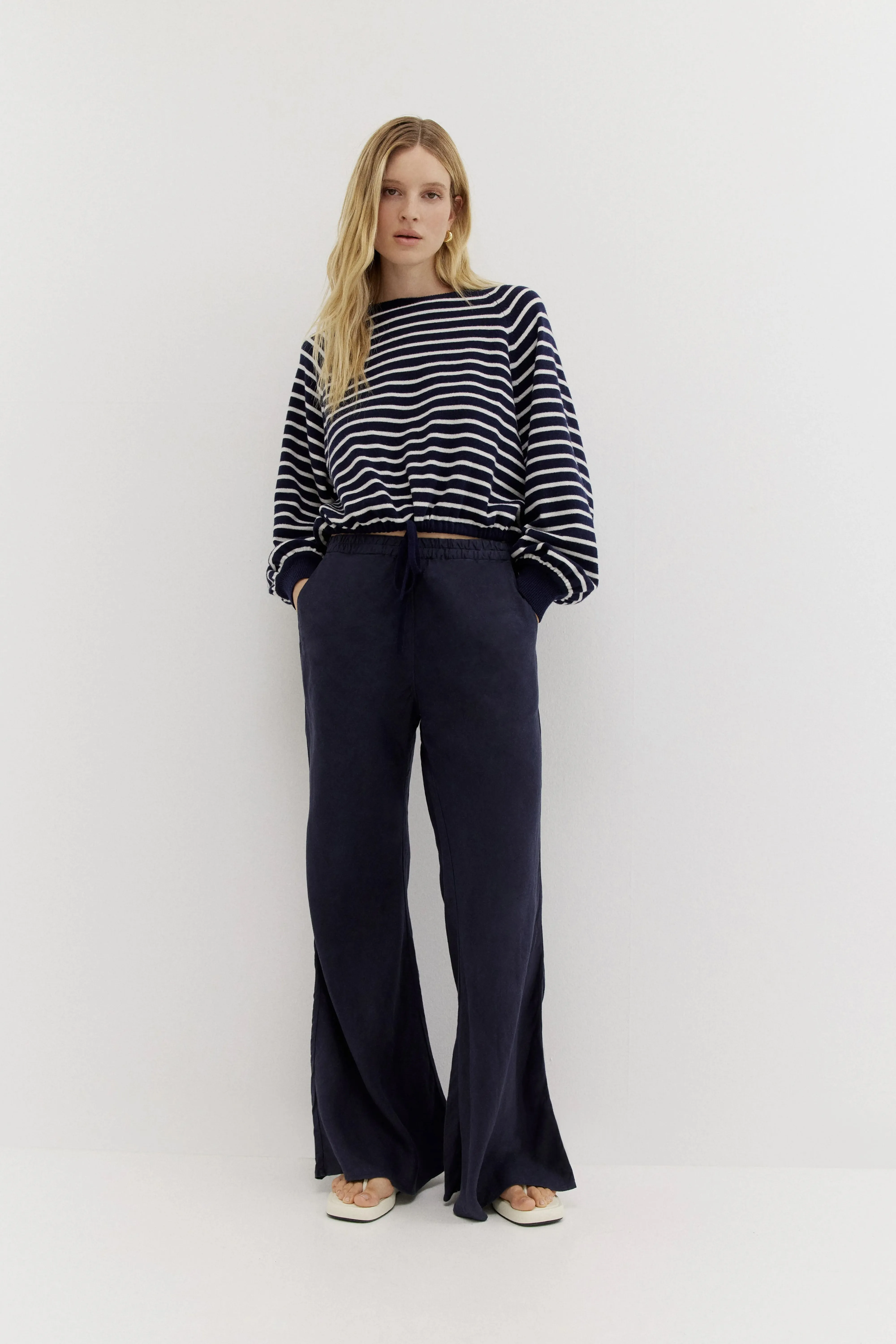 Pullover Antonia Drawstring in Blue Stripe