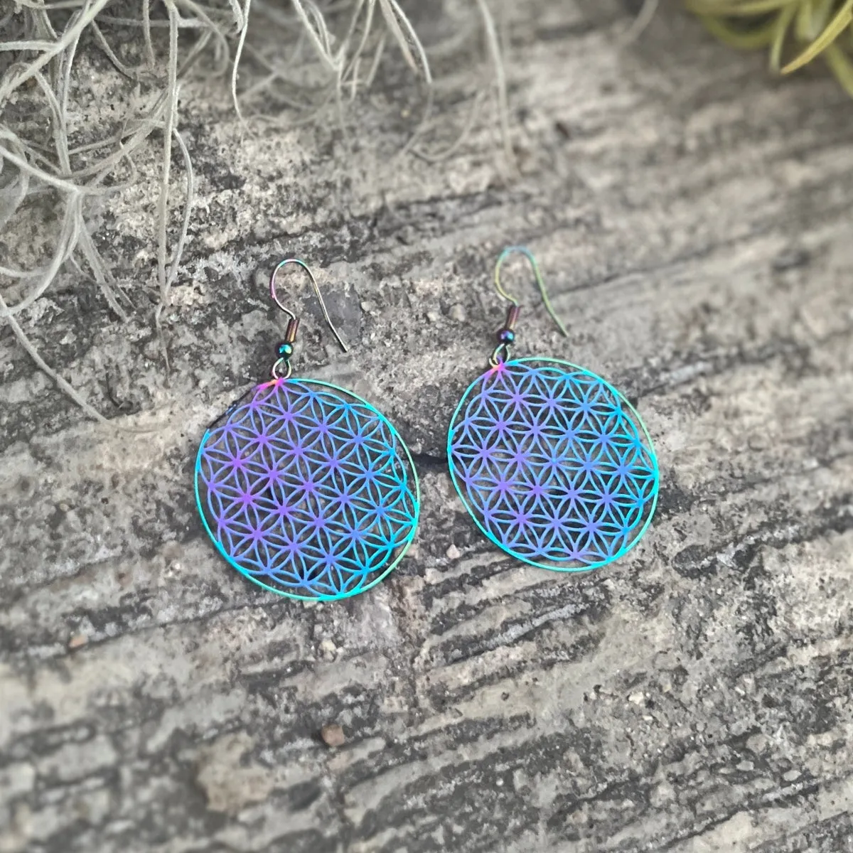 Rainbow Flower of Life Earrings