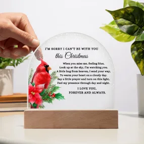 Red Cardinal I Can't Be With You This Christmas Poem Condolence LED Nightlight Acrylic Desktop Art