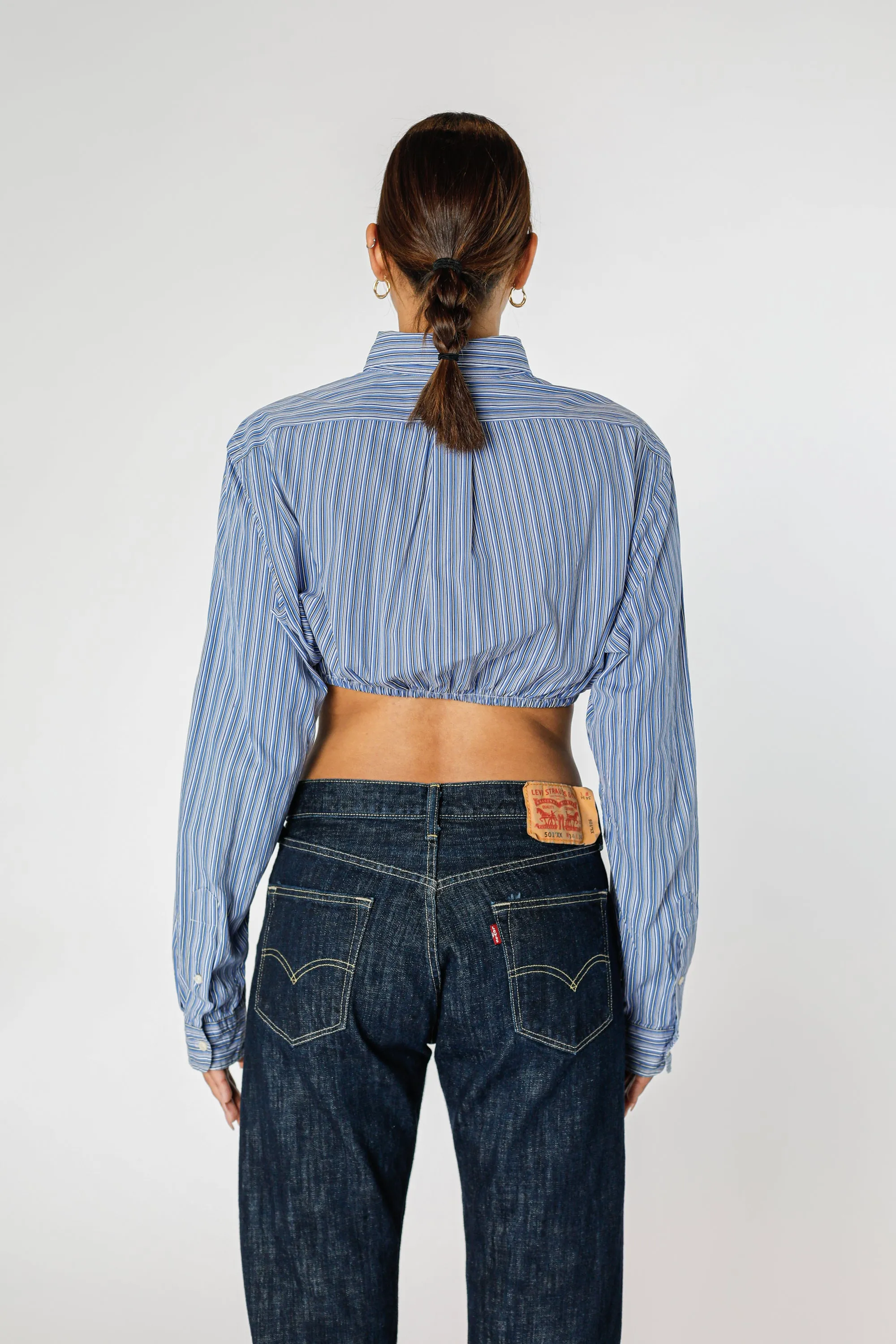 Rework Oxford Cinch Crop Shirt - M