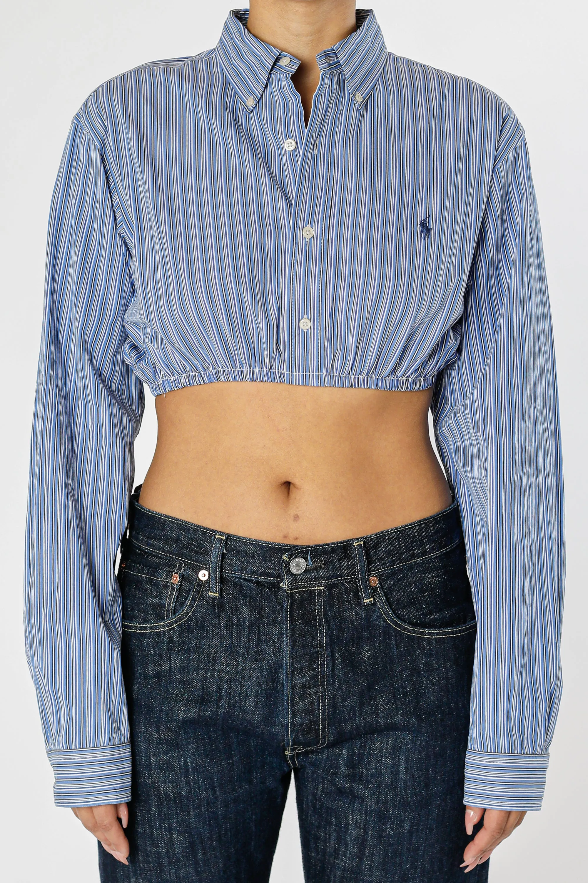 Rework Oxford Cinch Crop Shirt - M