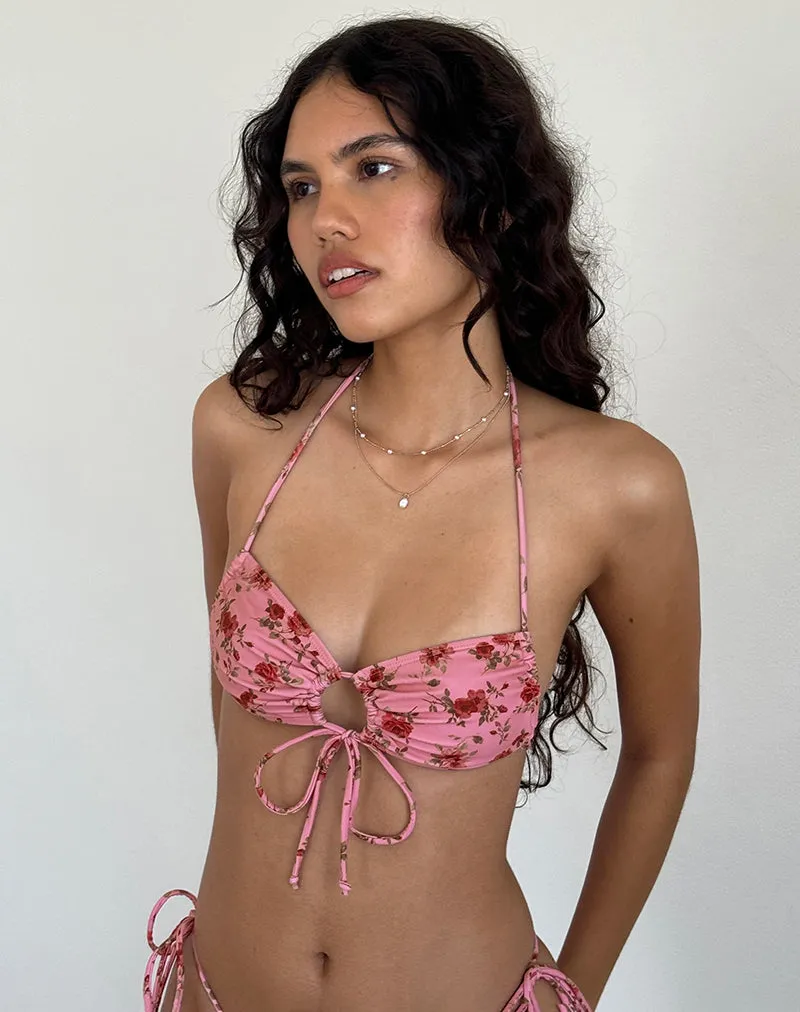 Ricoa Bikini Top in Pink Floral Bloom