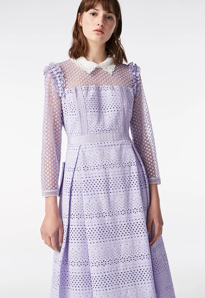 Schiffli Collar Dress