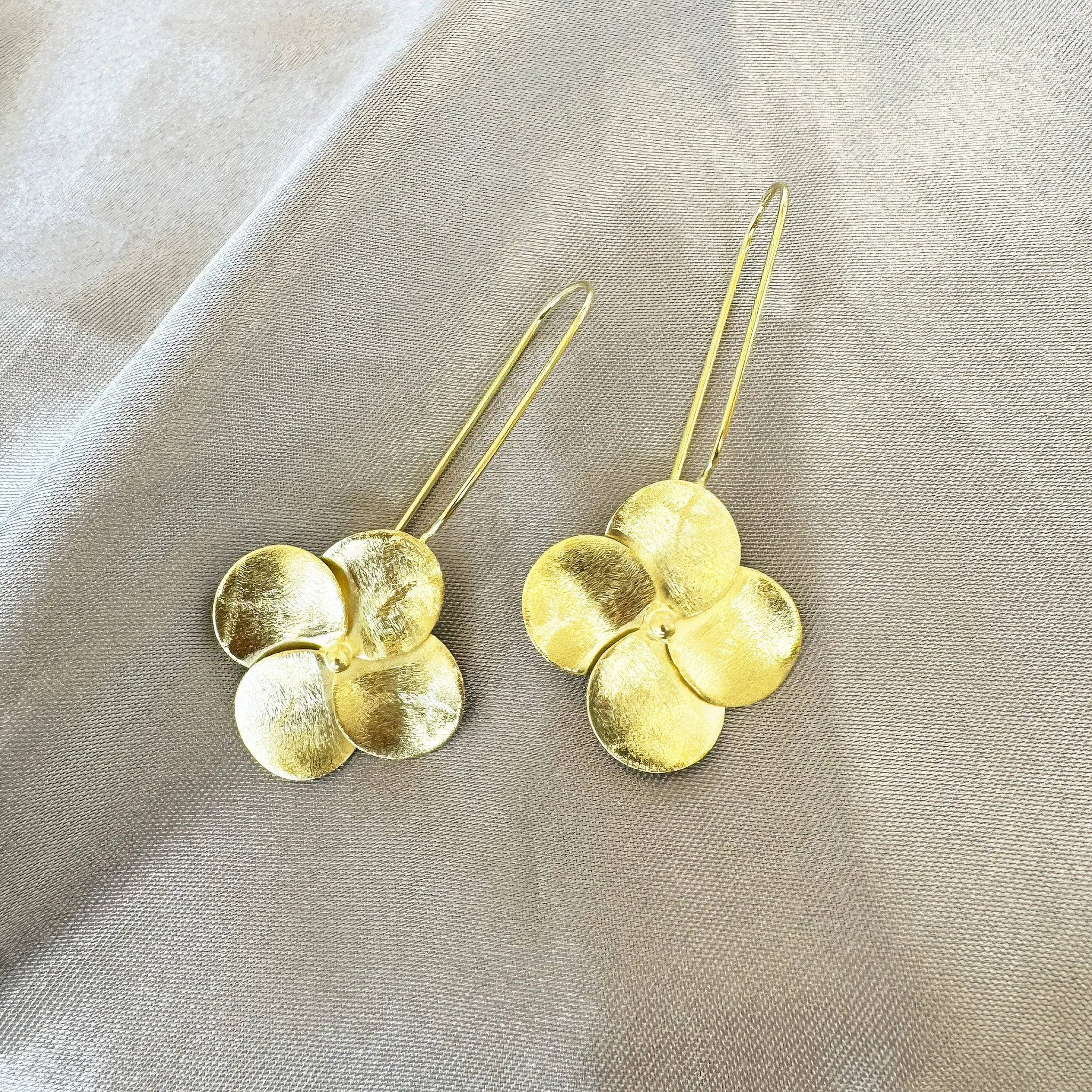 Sheila Fajl Swirl Flower Drop Earrings in 18k Brushed Gold Plated