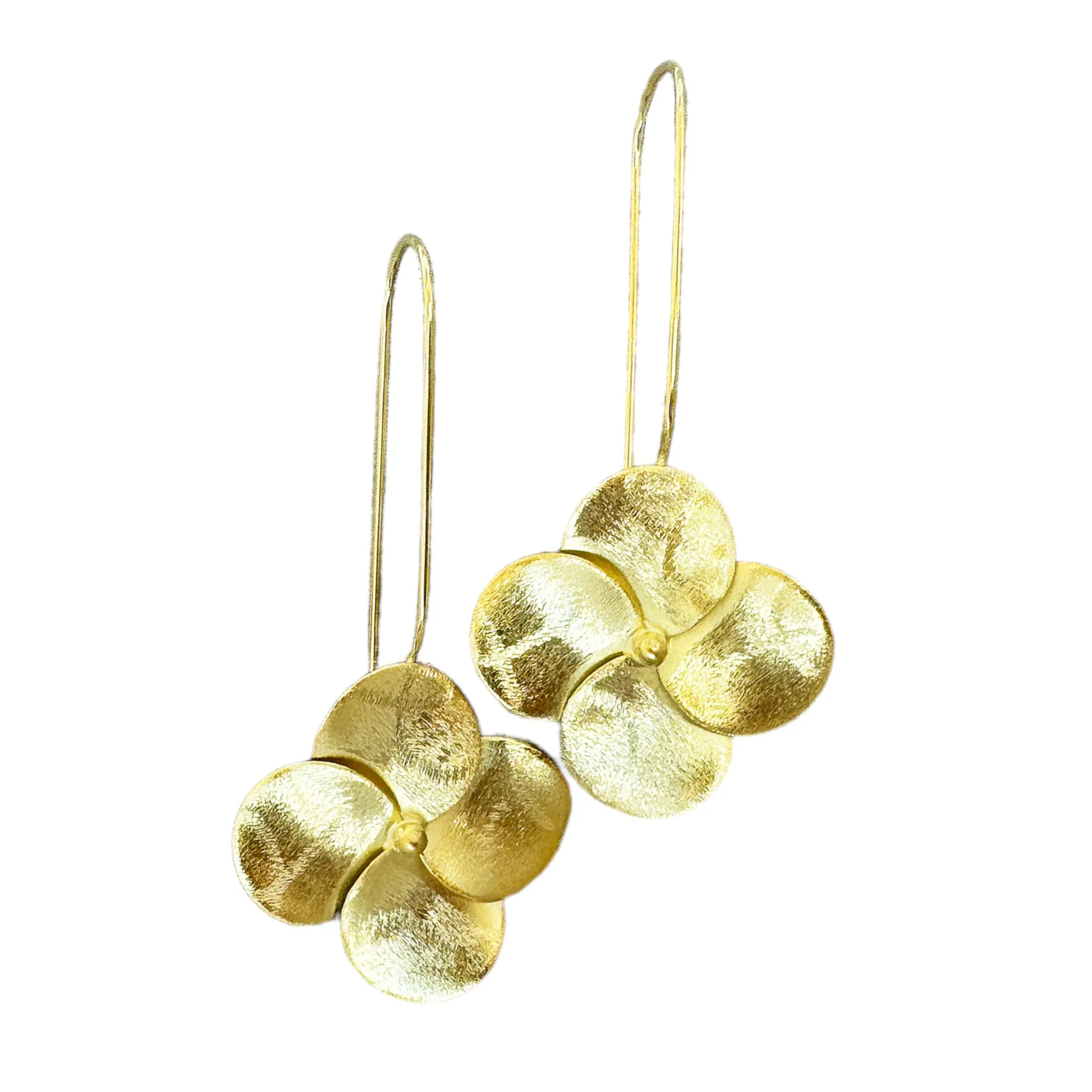 Sheila Fajl Swirl Flower Drop Earrings in 18k Brushed Gold Plated