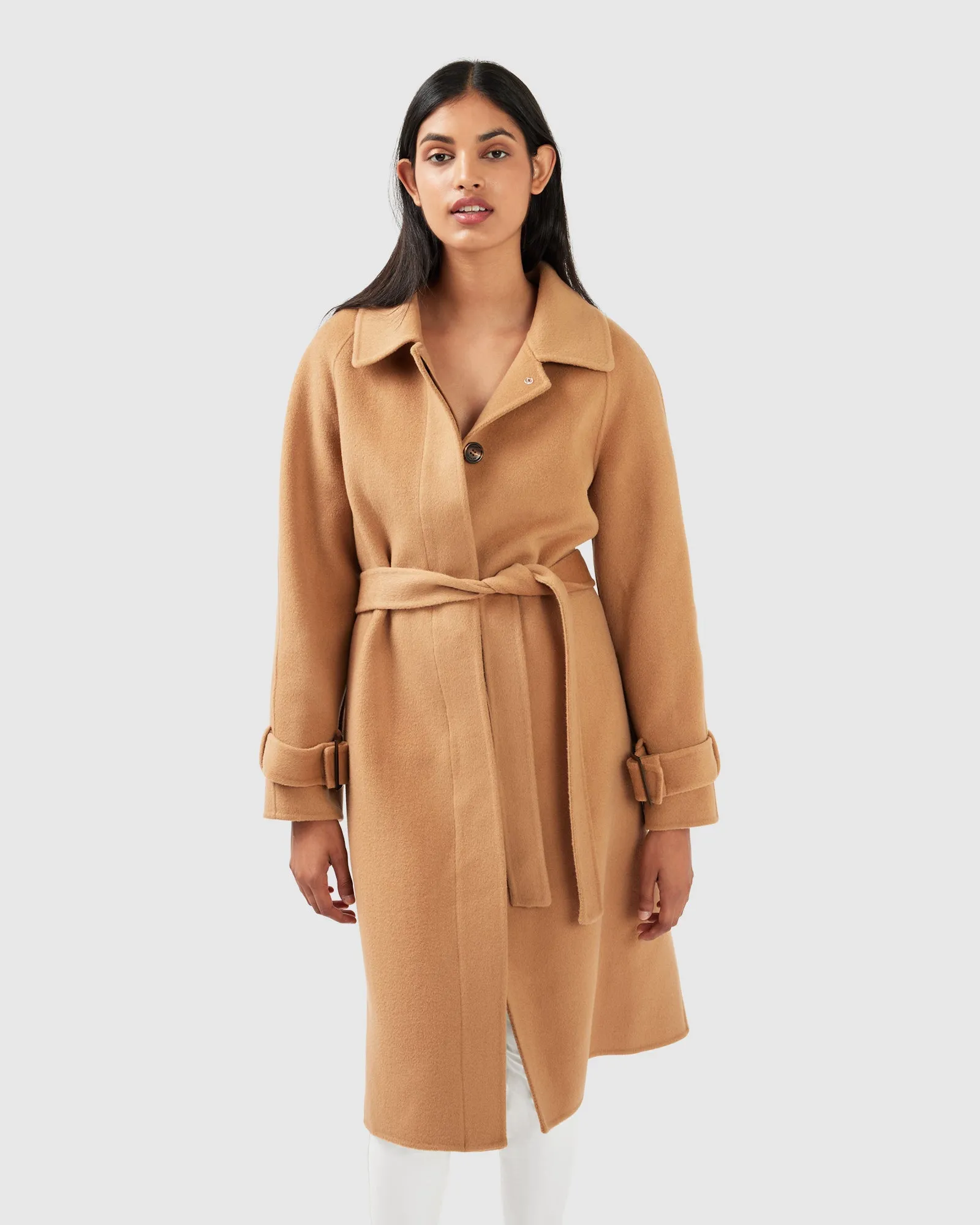 Shore To Shore Belted Wool Coat - Camel