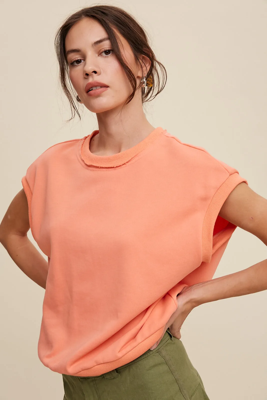 Short Sleeve Boxy Crew Neck Sweat Top