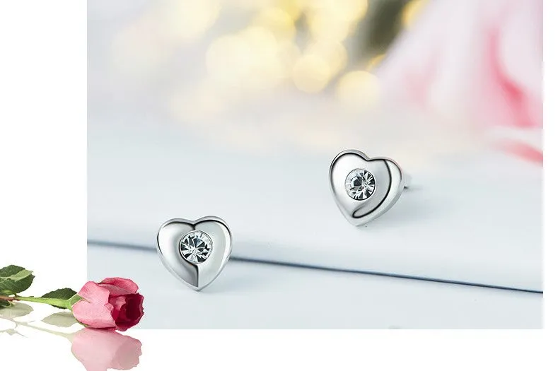 Sterling silver cute tiny hearts earring