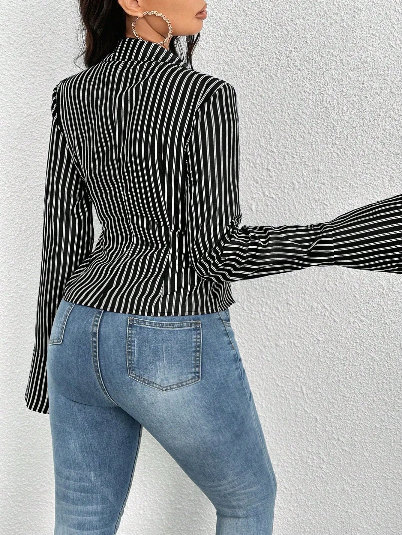 Striped Long Sleeve Open Shirt