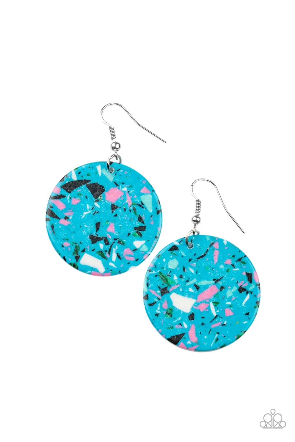 Tenaciously Terrazzo - Blue Paparazzi Earrings