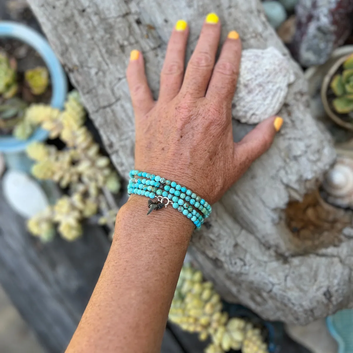 Turquoise Wrap Bracelet with Shark Tooth