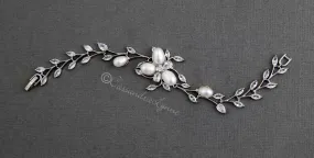 Wedding Bracelet with Ivory Pearl Flower and CZ Vine