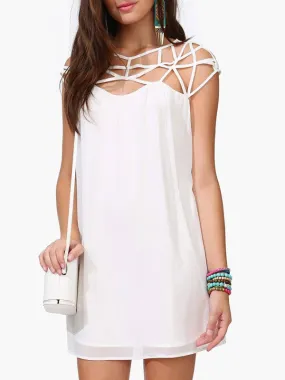 Women Criss Cross Cut Out Chiffon Dress