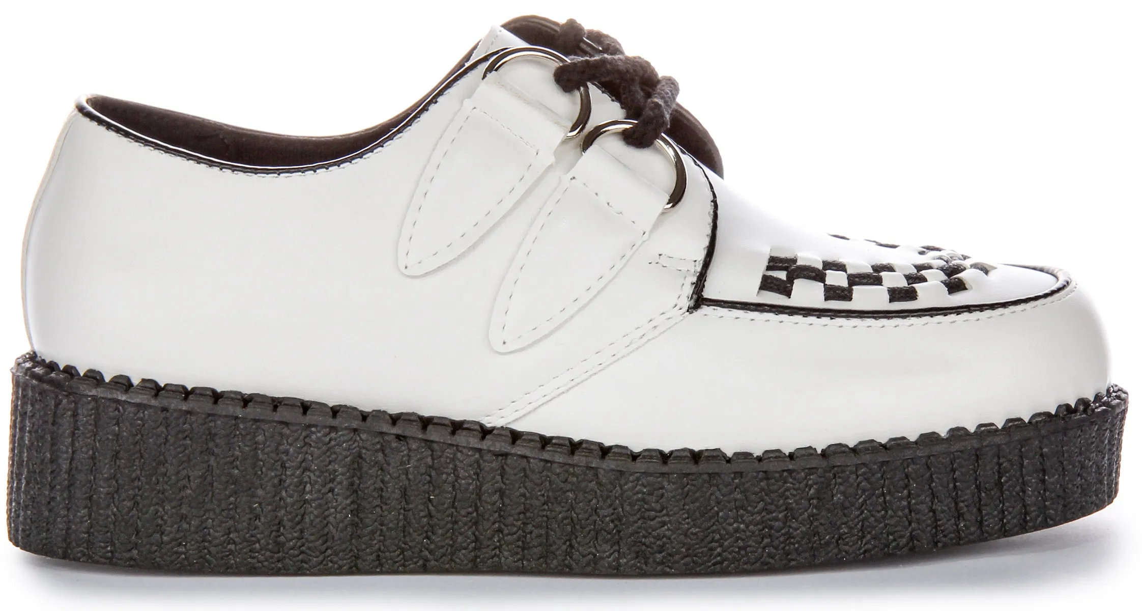 Womens Lace up Creeper Platforms In White Black