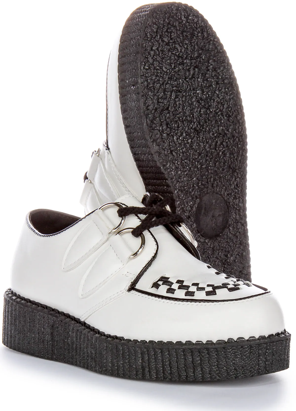 Womens Lace up Creeper Platforms In White Black