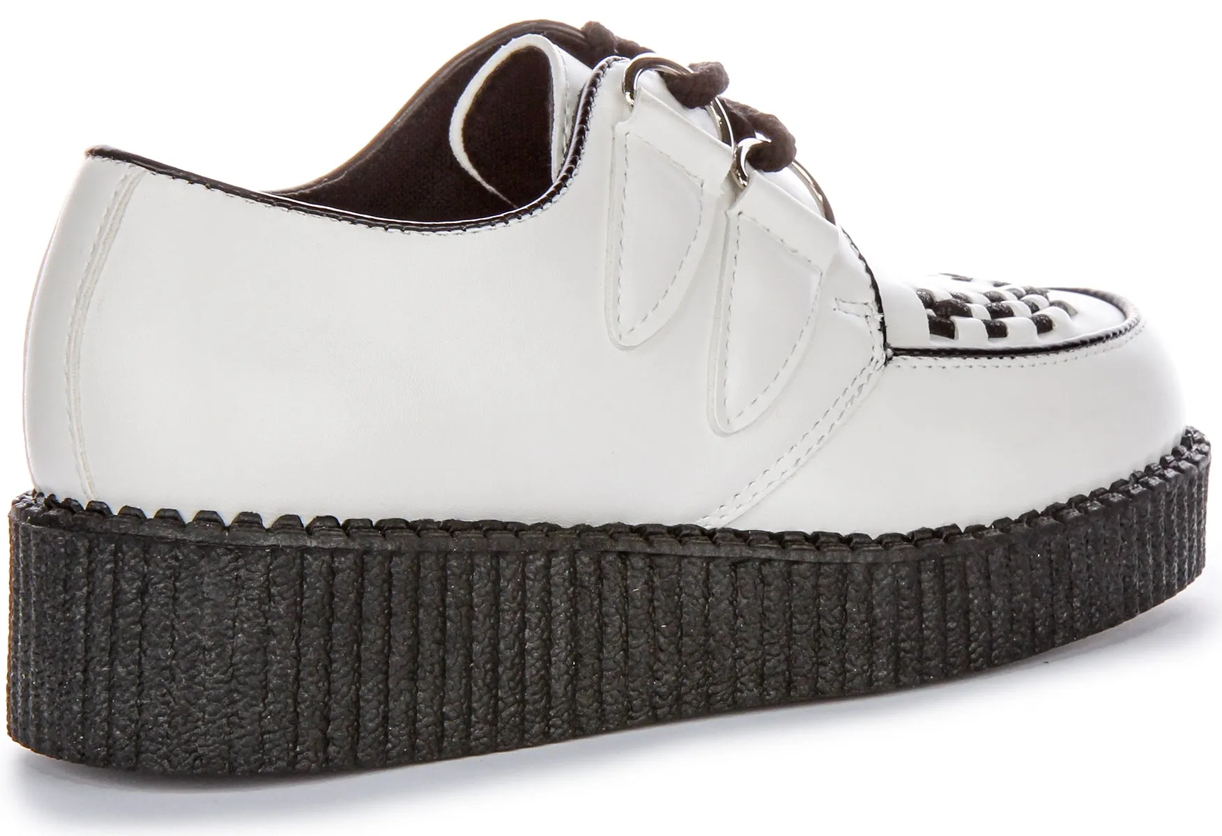 Womens Lace up Creeper Platforms In White Black