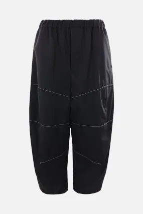 wool cropped pants with contrast stitching