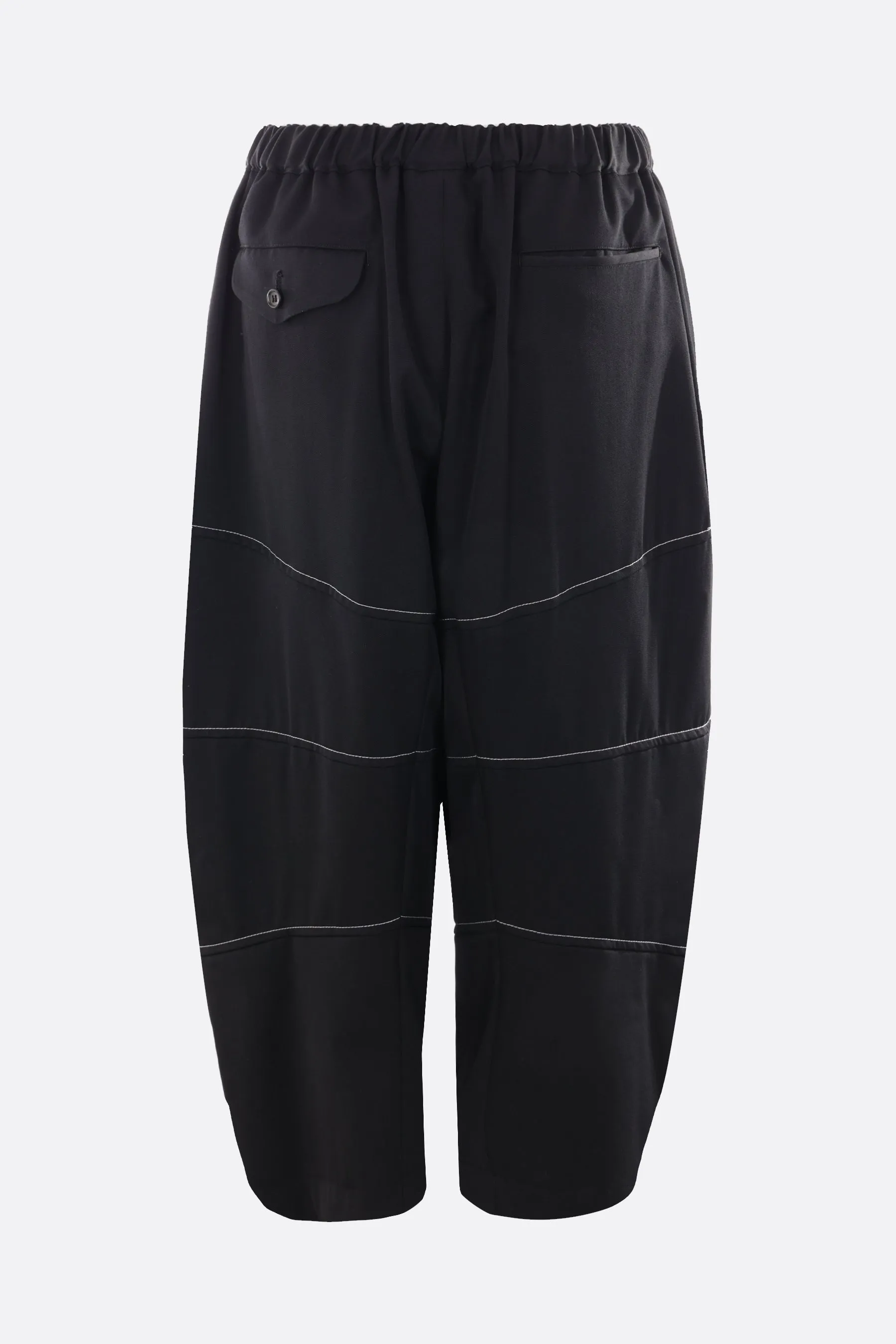 wool cropped pants with contrast stitching