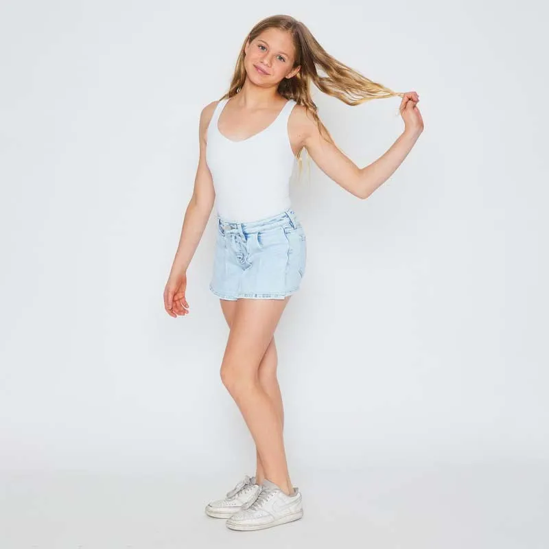 Youth Light Wash Denim Skort