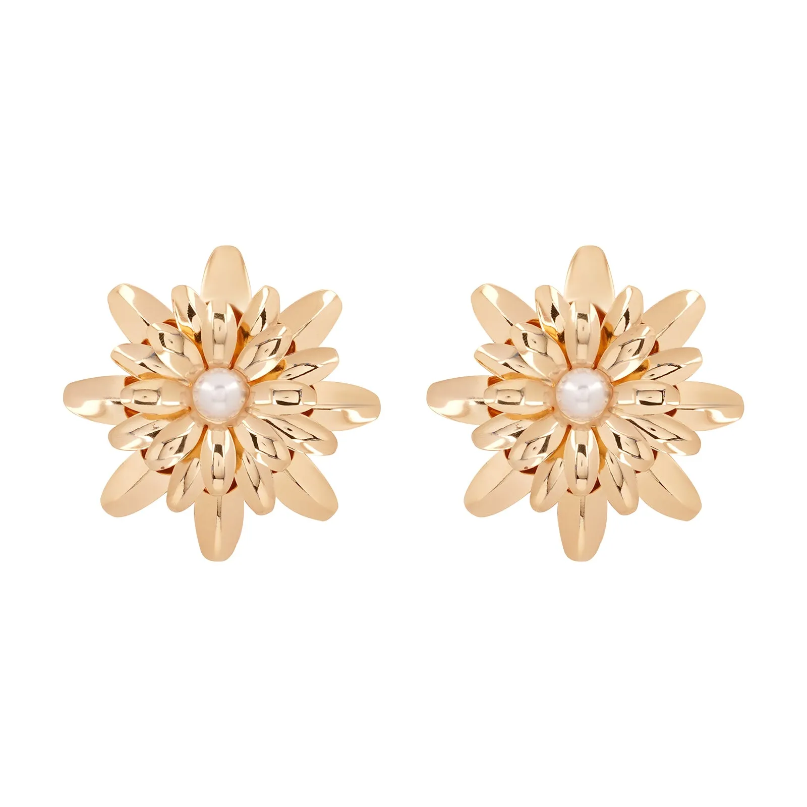 Zinnia Gold Floral Earrings