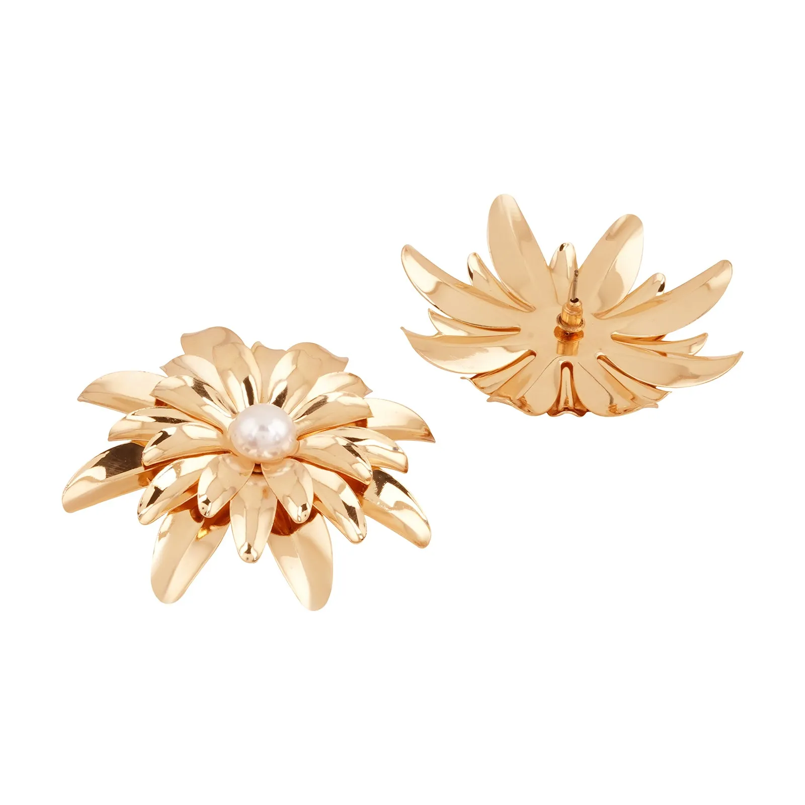 Zinnia Gold Floral Earrings